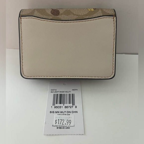 NWT Coach Mini Wallet On A Chain In Signature Canvas With Floral Cluster - Picture 6 of 8